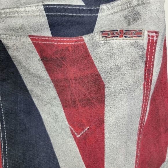 New Hudson Krista Super Skinny crop pants British flag print red blue white - Picture 8 of 10